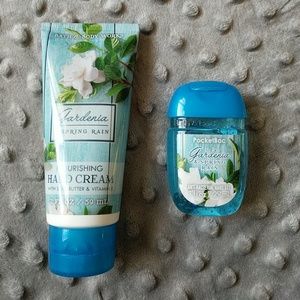 Gardenia and Spring Rain handcream and sanitizer